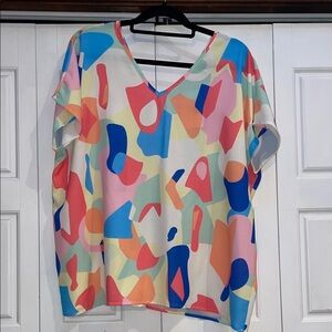 🌴🌴First Love Multicolor Abstract Women's Blouse (oversized)